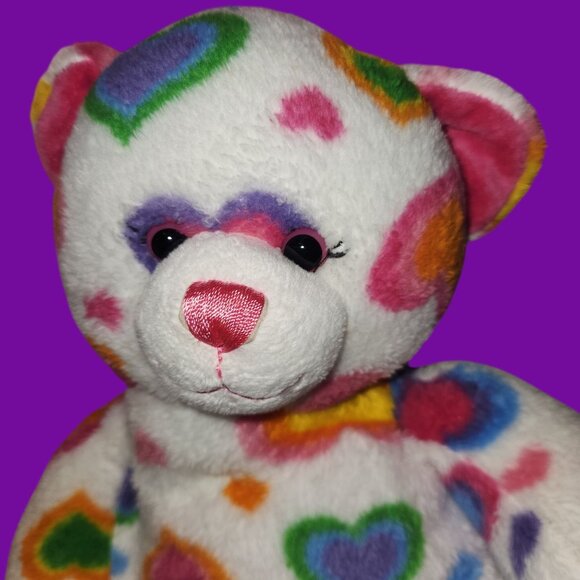 Build-A-Bear Colorful Heart Print Teddy Bear Plush 17" H - Picture 2 of 5